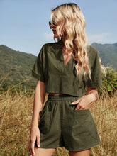 Drop Shoulder Top & Patched Pocket Shorts